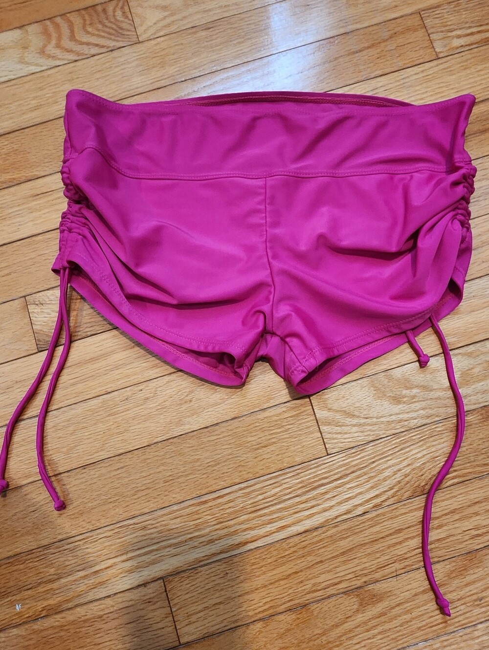 Pink Athletic Shorts with Side Scrunch and Ties